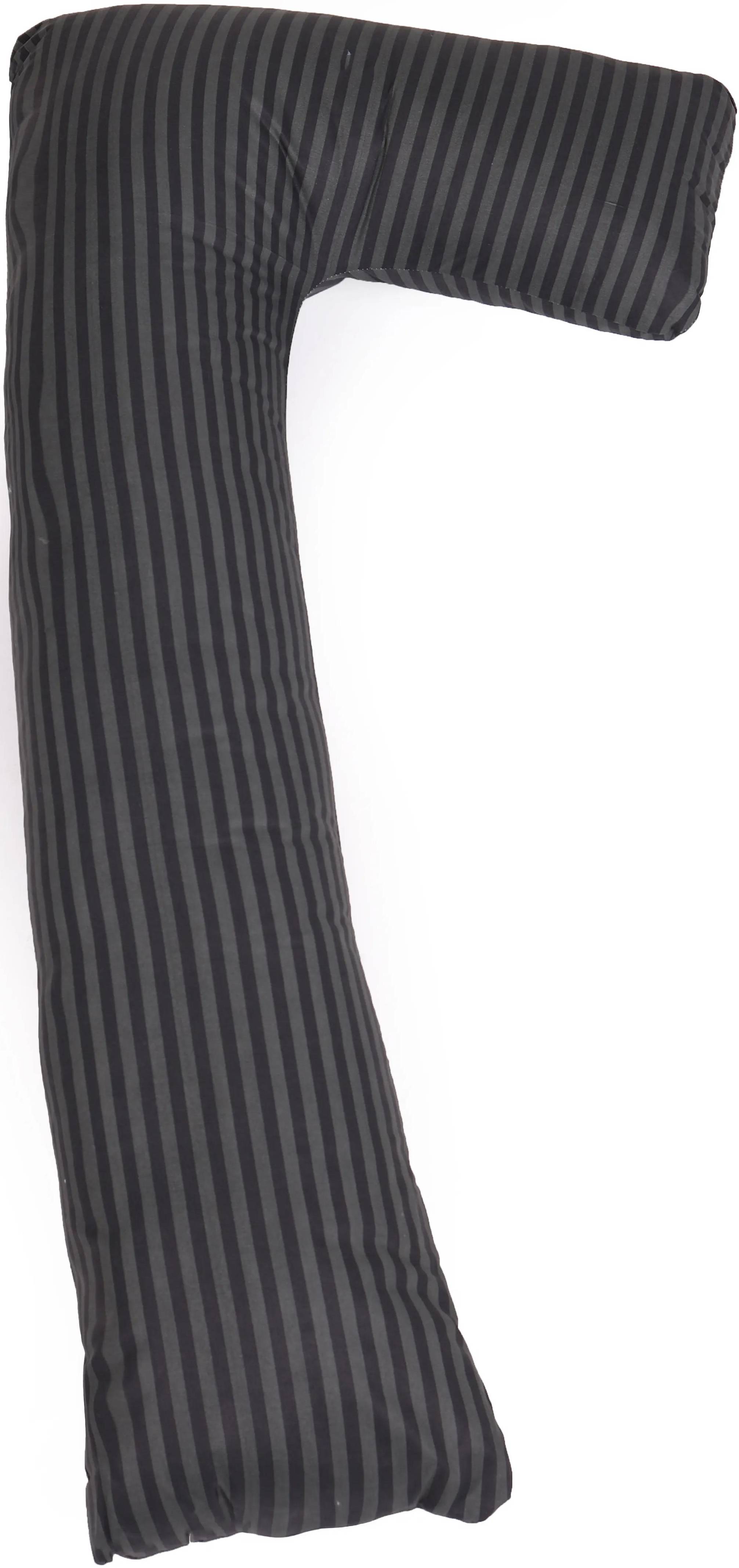 Подушка для майбутніх мам MirSon Г-подібна №5002 Color Line 17-0611 Stripe Black 140x40x20 см (2200010969535) - Фото 1