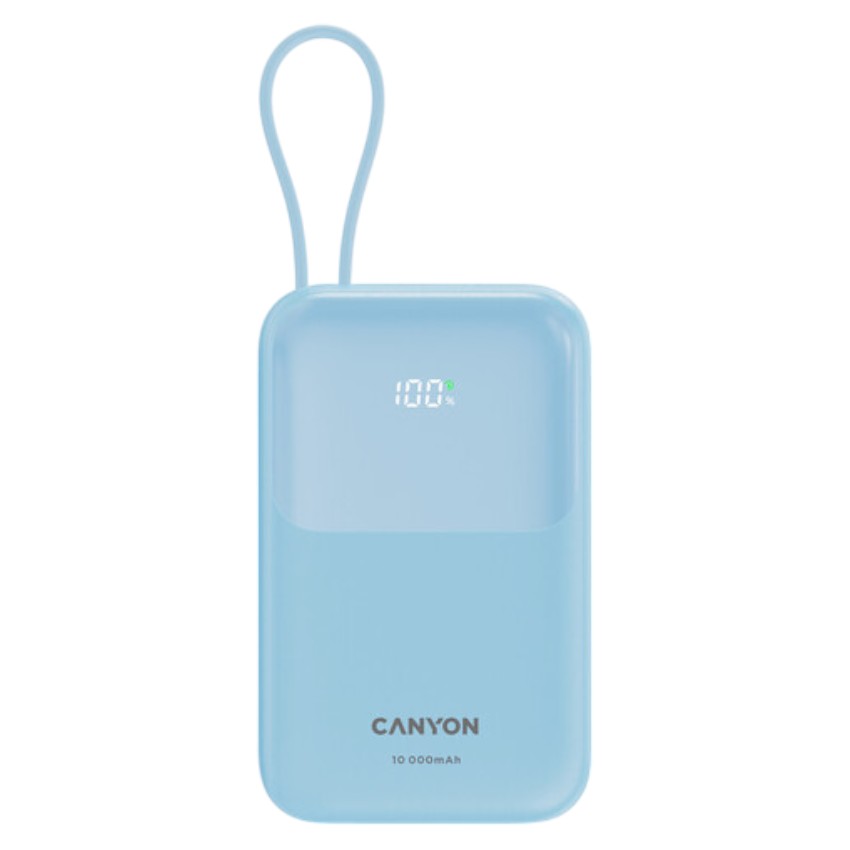 Батарея мобильная Canyon OnPower 101 built-in cable 10000 mAh PD22.5W Blue (CNS-CPB101BL) - Фото 1