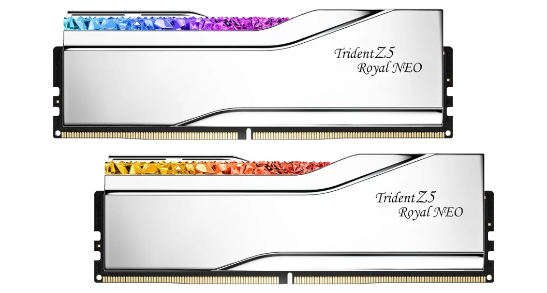 Память DDR G.Skill Trident Z5 Royal NEO RGB Silver DDR5-8000 32GB (2x16GB) (F5-8000J3848H16GX2-TR5NS) - Фото 1