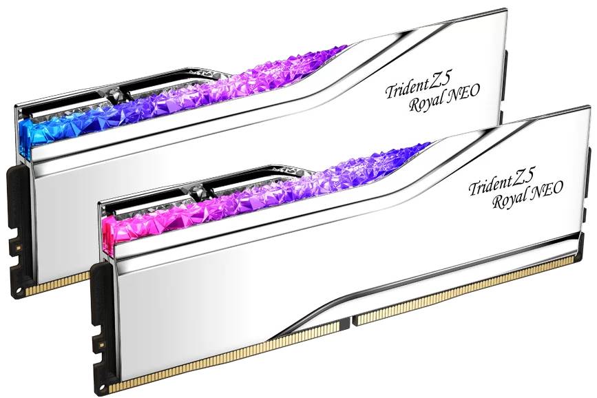 Память DDR G.Skill Trident Z5 Royal NEO RGB Silver DDR5-6000 64GB (2x32GB) (F5-6000J3036G32GX2-TR5NS) - Фото 1