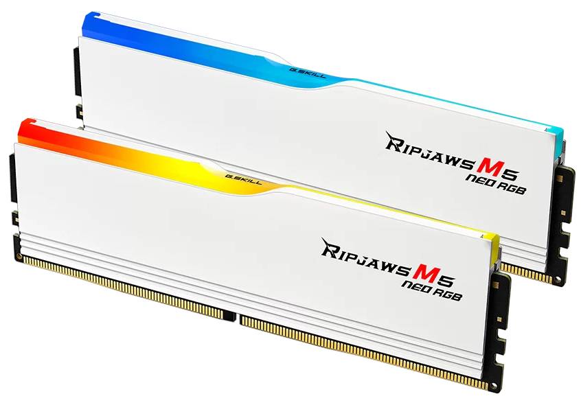 Купити Память DDR G.Skill Ripjaws M5 Neo RGB White DDR5-6000 96GB (2x48GB) (F5-6000J3036F48GX2-RM5NRW) - Фото 1 Память DDR G.Skill Ripjaws M5 Neo RGB White DDR5-6000 96GB (2x48GB) (F5-6000J3036F48GX2-RM5NRW) - Фото 1