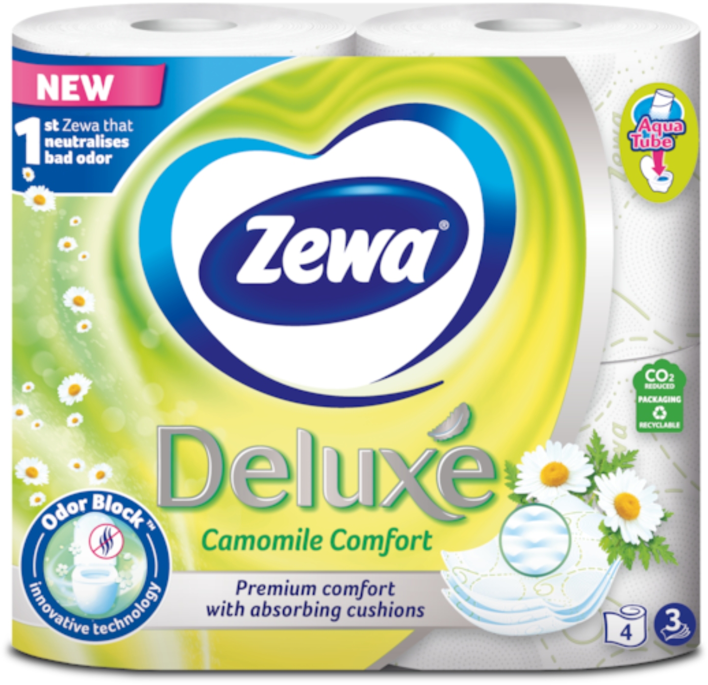 Туалетний папір Zewa Deluxe 3-слойная Ромашка Белая 4 шт. (7322540060133) - Фото 1
