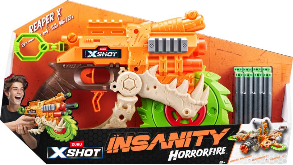 Бластер багатозарядний ZURU X-Shot Insanity Horrorfire Reaper-x (8 патронів) (36730) - Фото 1
