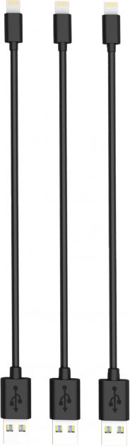 Кабель синхронізації даних Timstool USB to Lightning 0.21 м 3 шт. Black (DC21-LT-BL) - Фото 1