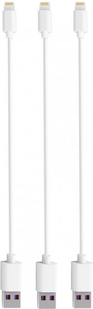 Кабель синхронізації даних Timstool USB to Lightning 0.21 м 3 шт. White (DC21-LT-WT) - Фото 1