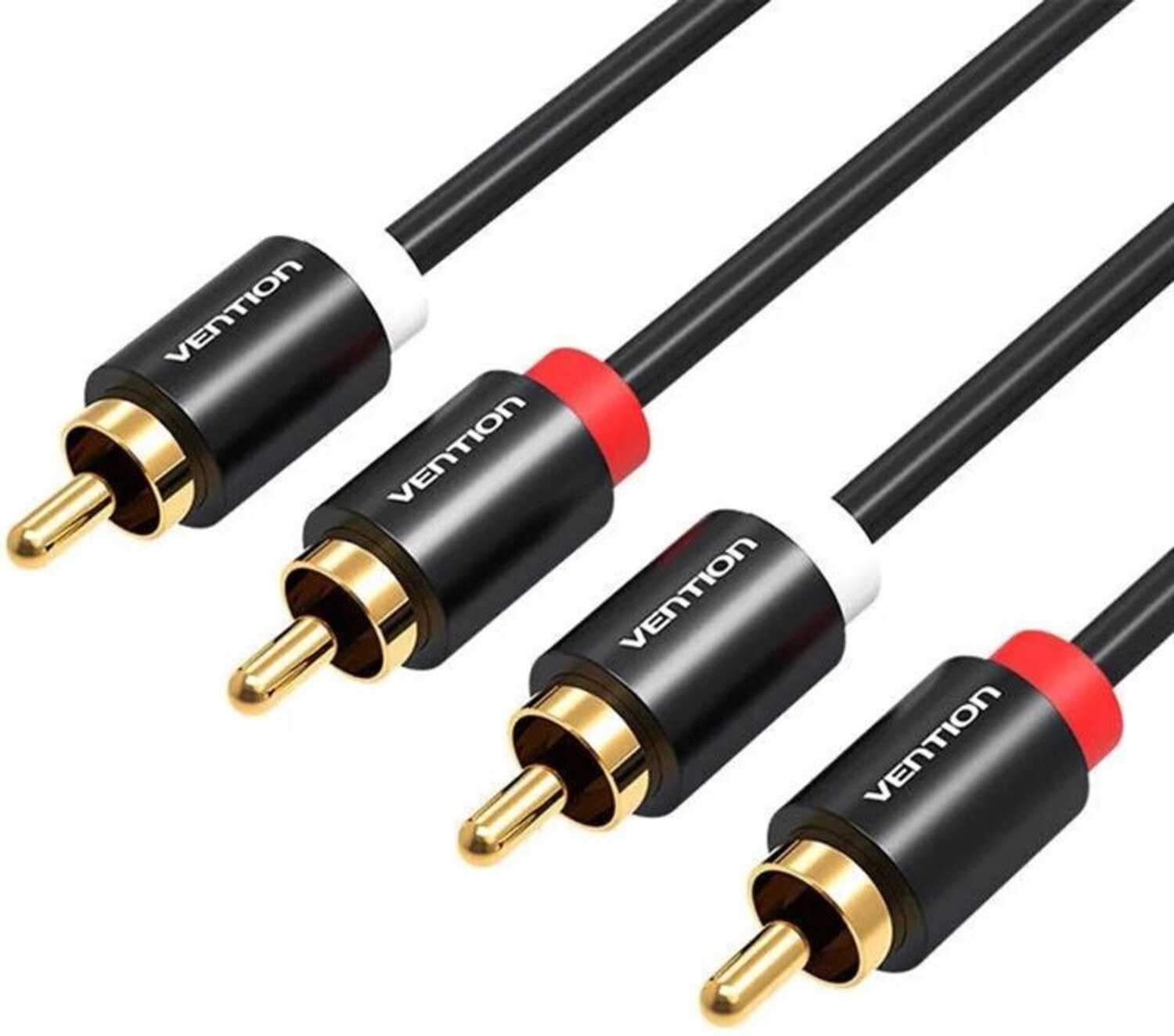 Кабель 3.5 мм - RCA Vention 2хRCA - 2хRCA (M/M) 1m Black (VAB-R06-B100) - Фото 1