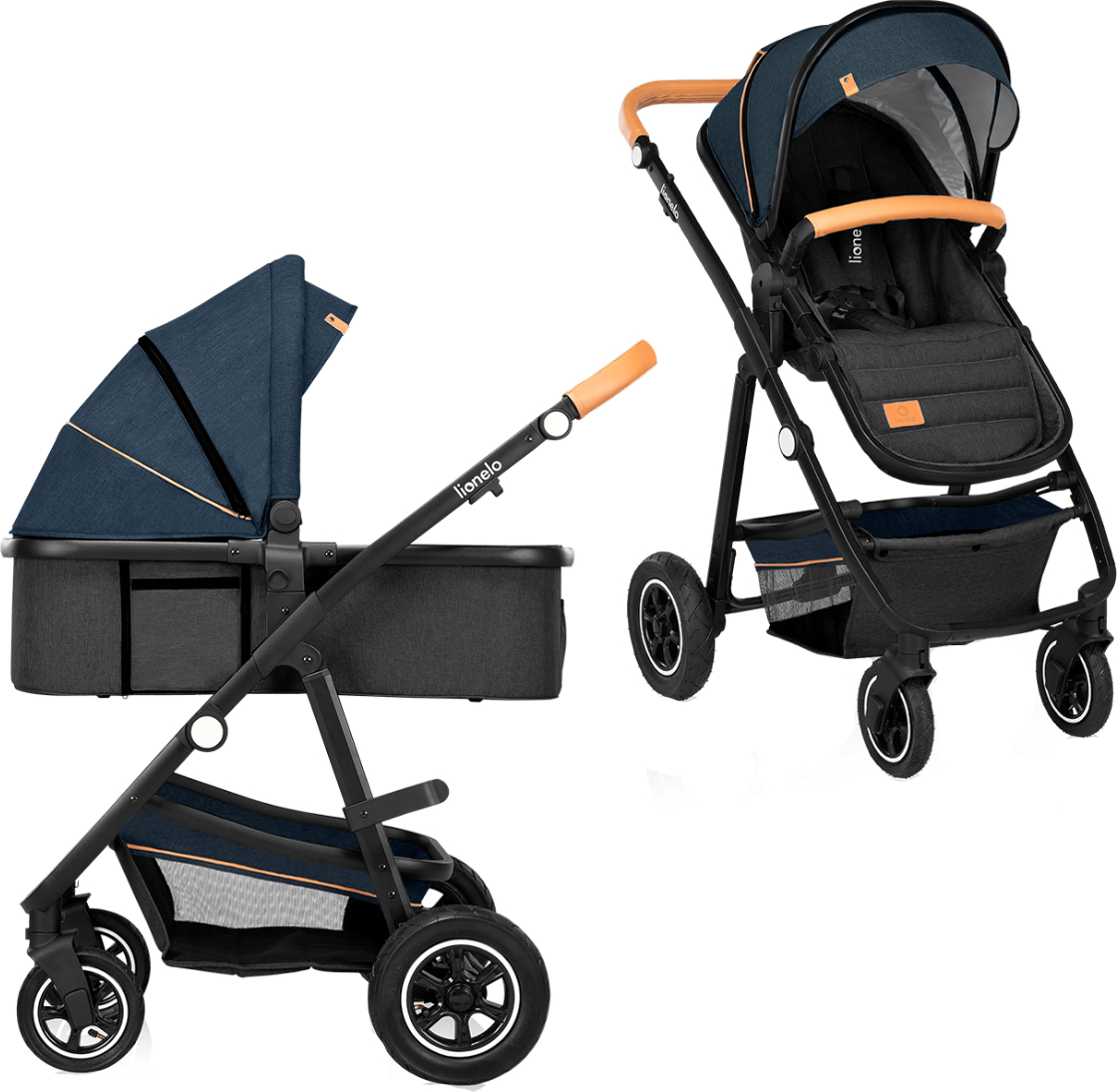 Коляска универсальная 2 в 1 Lionelo Amder Blue Navy - Фото 1