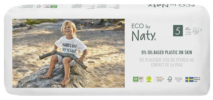 Одноразовые подгузники Eco By Naty Органические Размер 5 (11-26 кг) 40 шт. (178457) - Фото 1