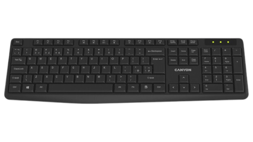 Клавиатура беспроводная Canyon KB-W01 Wireless Water resistant EN/UA Black (CNE-CKEYW01) - Фото 1