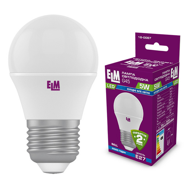 Лампочка светодиодная ELM 5W E27 4000K 18-0087 - Фото 1