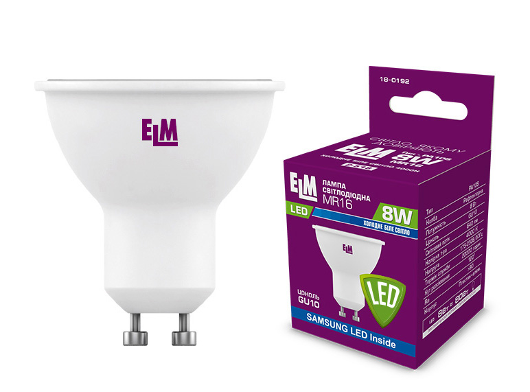 Купить Лампочка светодиодная ELM MR16 8W GU10 4000K 18-0192 - Фото 1 Лампочка светодиодная ELM MR16 8W GU10 4000K 18-0192 - Фото 1