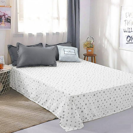 Простынь евро Zastelli поплин 235 разные звезды на белом 220х240 (18097) - Фото 1