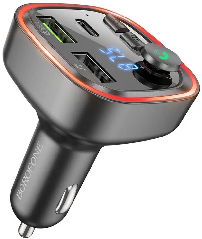 FM модулятор BOROFONE BC48 Broad QC3.0 car BT FM transmitter 18W Black (6941991104039) - Фото 1