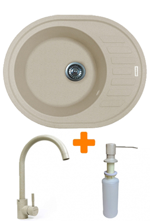 Мойка кухонная+смеситель+дозатор Adamant Ovum Avena (1824296900406) - Фото 1