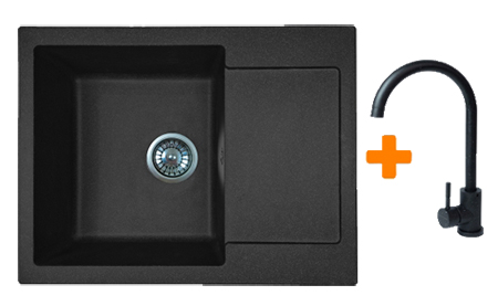 Мойка кухонная+смеситель Adamant Minimal черный (1824296912303) - Фото 1