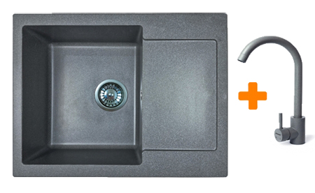 Мойка кухонная+смеситель Adamant Minimal серый (1824296912304) - Фото 1