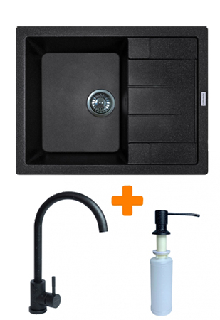 Мойка кухонная+смеситель+дозатор Adamant Anila черный (182496900303) - Фото 1