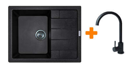Мойка кухонная+смеситель Adamant Anila черный (182496910303) - Фото 1