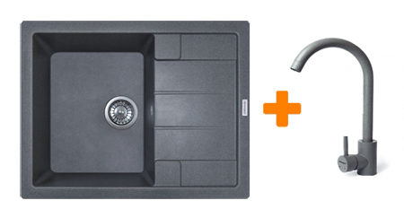 Мойка кухонная+смеситель Adamant Anila серый (182496910304) - Фото 1