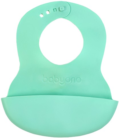 Нагрудник каучуковий BabyOno з регульованою застібкою м'ятний (835/03) - Фото 1