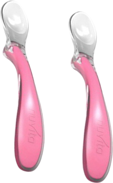 Набор детских столовых приборов для малыша Nuvita силиконовые ложечки Easy Eating 6м + 2 шт. Pink (NV8480Pink) - Фото 1