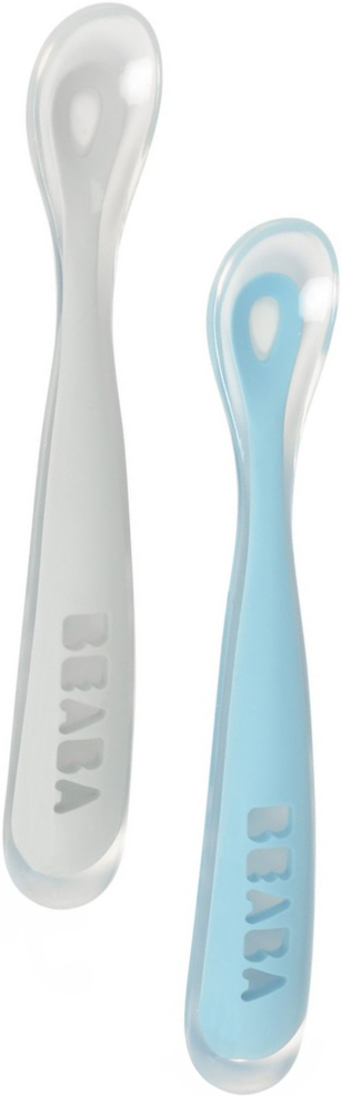 Детская ложечка Beaba силиконовая эргономическая 4+ Blue/Grey - Фото 1