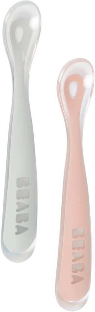Детская ложечка Beaba силиконовые эргономические 4+ Pink/Grey - Фото 1