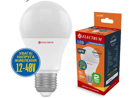 Лампочка світлодіодна Electrum 10W 12-48V E27 4000K (A-LS-1891) - Фото 1