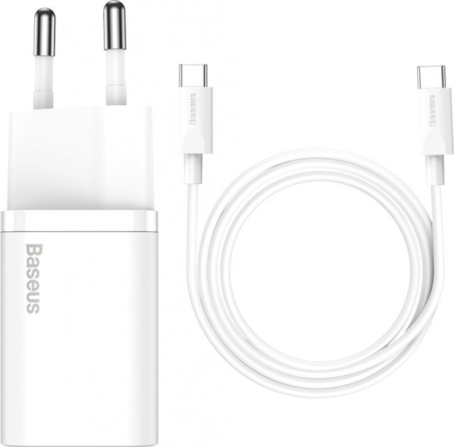 Сетевое зарядное устройство Baseus Super Silicone PD Charger 25W White (TZCCSUP-L02) + кабель Type-C - Фото 1