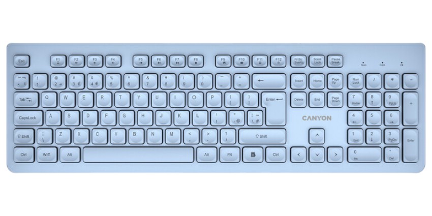 Клавиатура беспроводная Canyon HKB-W01 Wireless Silent EN/UA Blue (CNS-HKBW01BL) - Фото 1