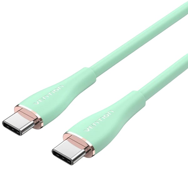 Кабель синхронизации данных Vention USB 2.0 Type-C M-M, 1.5м 100W (20V/5A) Light Green Silicone (TAWGG) - Фото 1