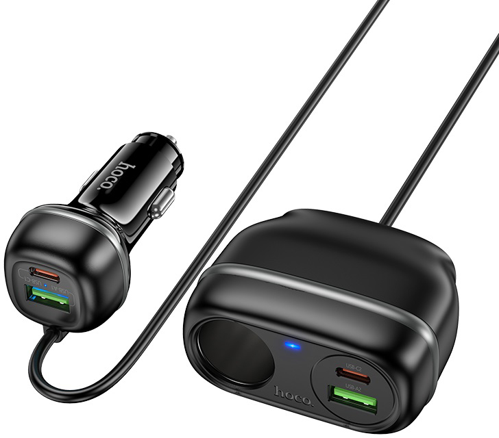 Автомобильное зарядное устройство HOCO Z59A Rank 96W(2C2A) cigarette lighter slot car charger Black (6942007641517) - Фото 1
