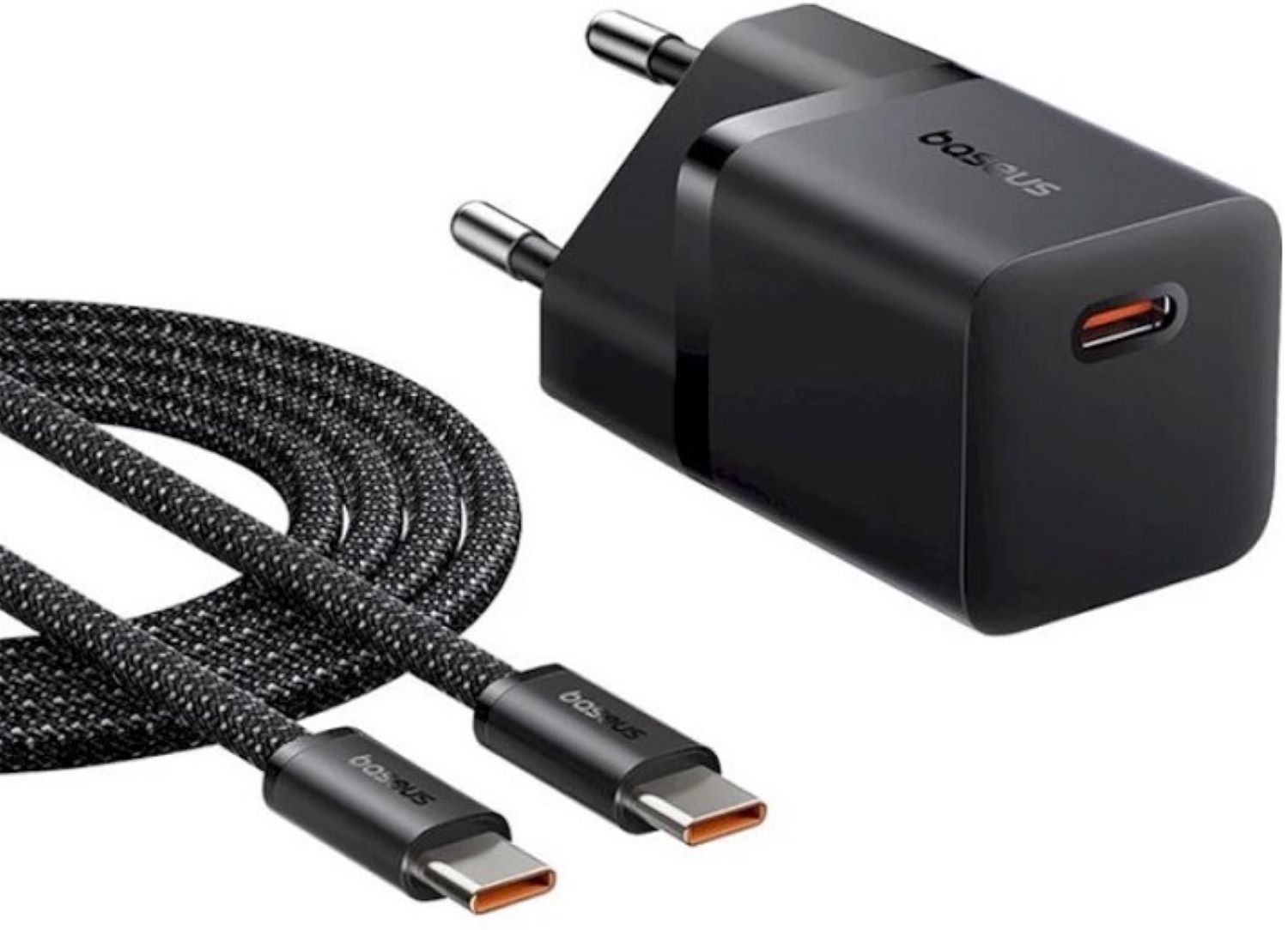 Сетевое зарядное устройство Baseus GaN5 Fast Charger 1C 25W EU Cluster Fast Charging Data Cable Type-C Black (P10110909113-01) - Фото 1