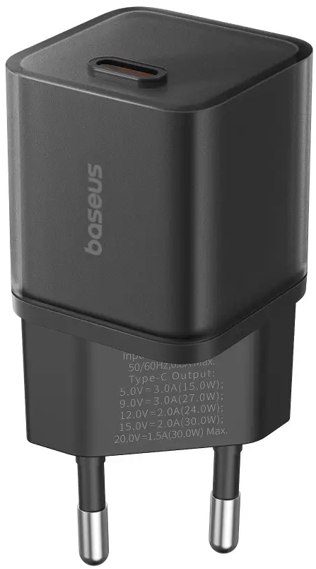 Мережевий зарядний пристрій Baseus GaN5S Fast Charger 1C 30W EU Cluster Black (P10162504113-00) - Фото 1