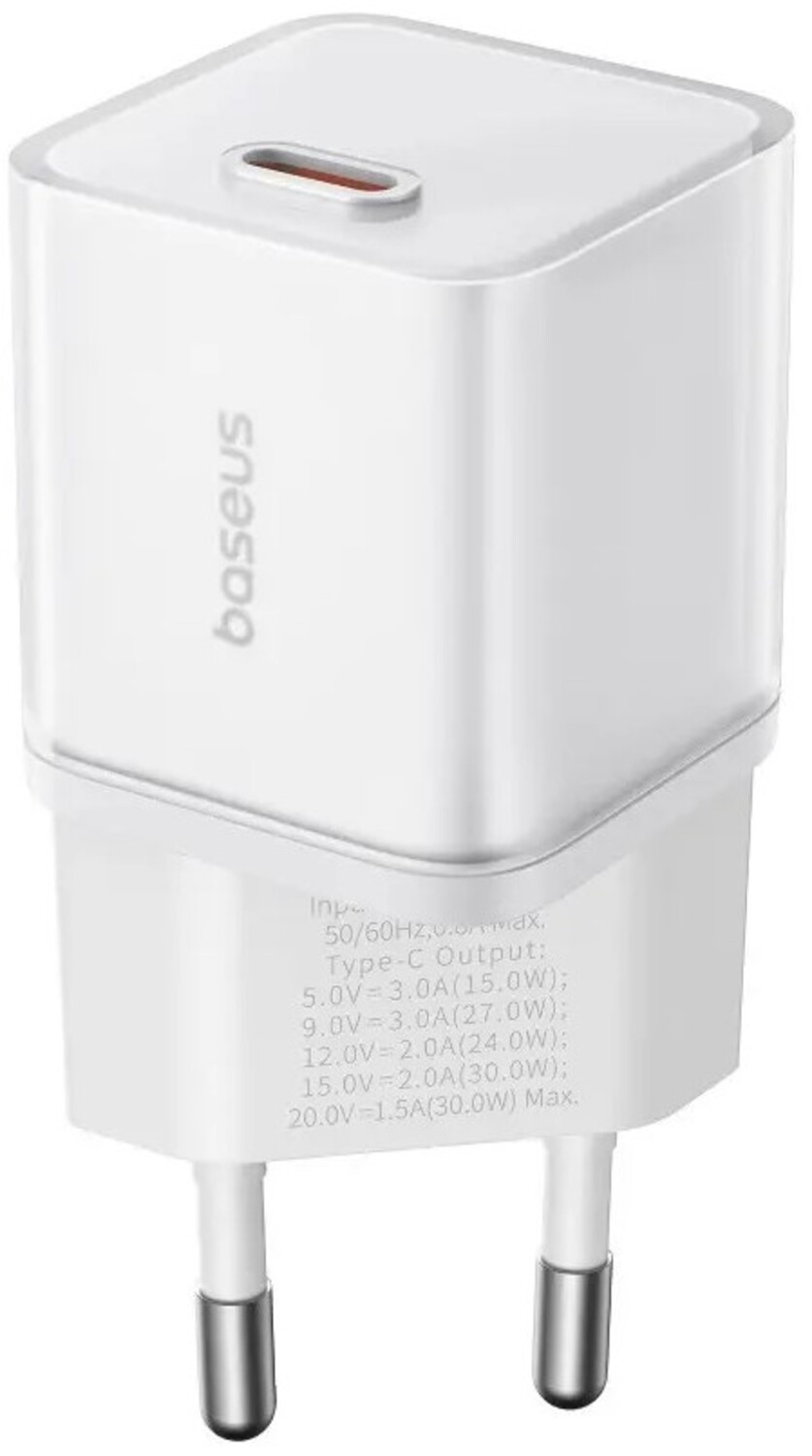 Мережевий зарядний пристрій Baseus GaN5S Fast Charger 1C 30W EU Moon White (P10162504213-00) - Фото 1