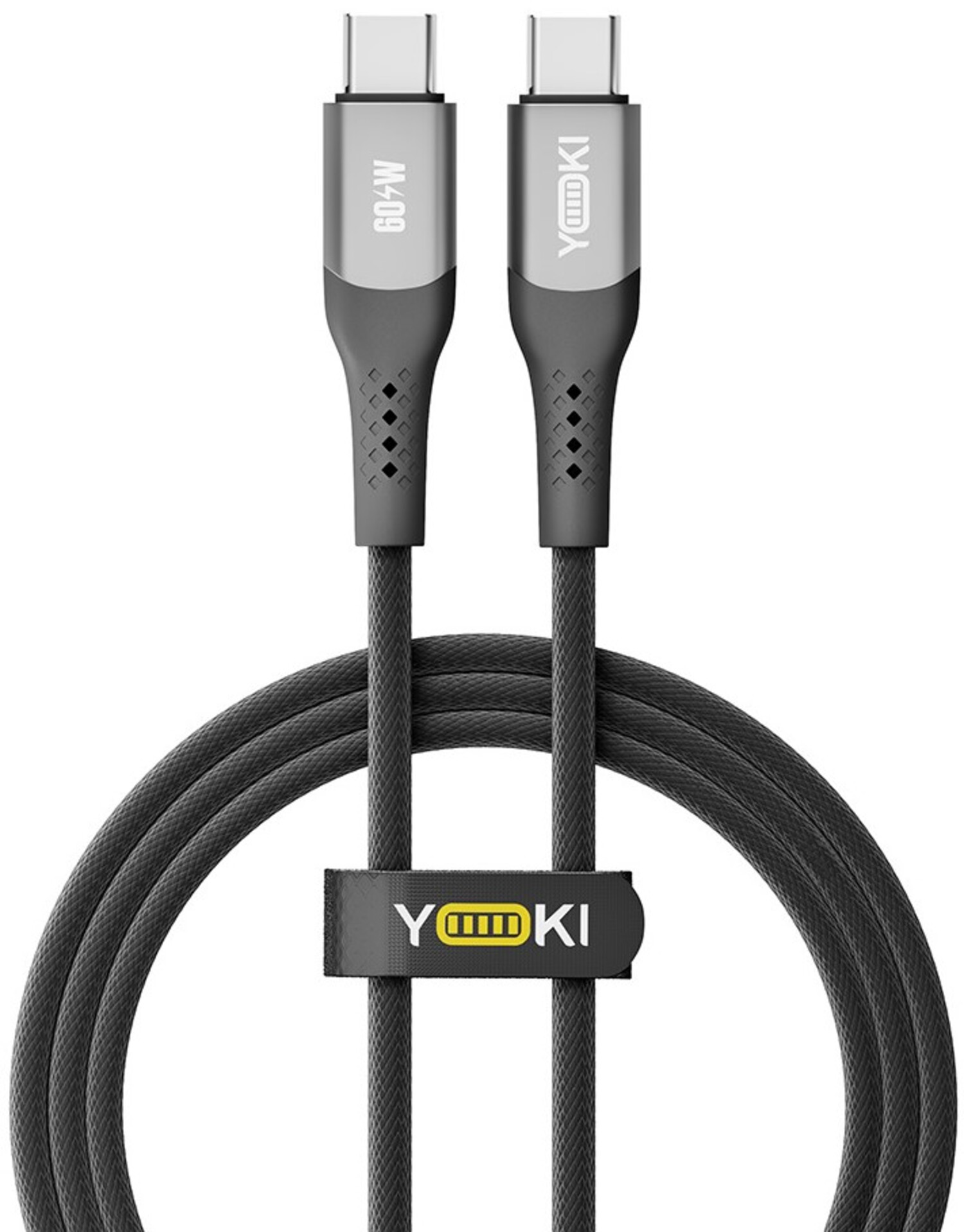 Кабель синхронизации данных YOKI SOLID Type-C to Type-C 60W 1.2m Black (YK-SO15) - Фото 1