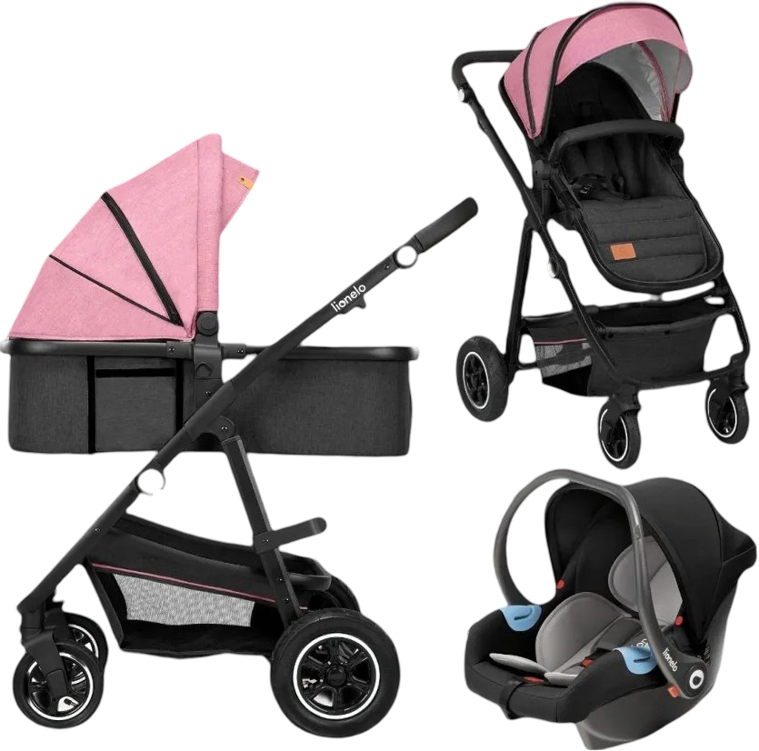 Коляска универсальная 3 в 1 Lionelo Amder Pink Rose - Фото 1