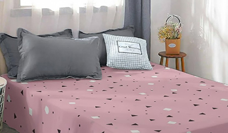 Простынь двуспальная Zastelli бязь Треугольники на розовом 185х220 (19527) - Фото 1