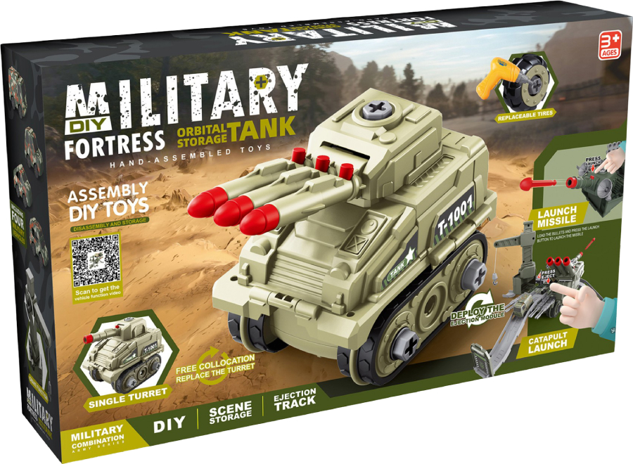 Пластиковый конструктор Assembly Diy Toys Набор горка – танк с машинками (269-69) - Фото 1