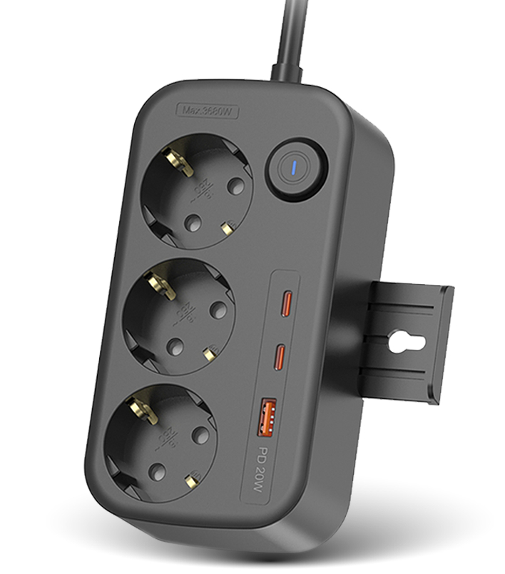 Сетевой фильтр Ultra PB70312 (3 роз., 1 USB, 2 Type-C, 2,5м) Черный - Фото 1