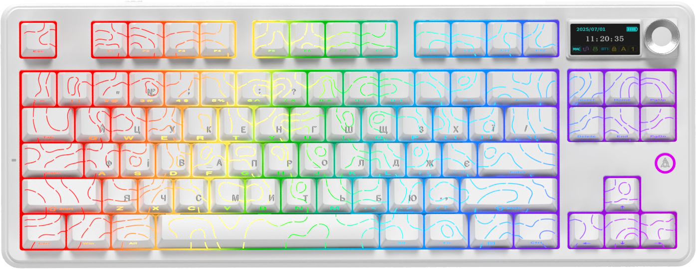 Клавиатура беспроводная игровая Ajazz AK870 V2 Side Contour White (AK870-V2-S-W) - Фото 1