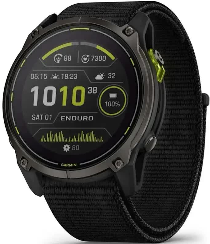Смарт-часы Garmin Enduro 3, Crbn Gry DLC Ti w/Blk Sport Loop Band (010-02751-01) - Фото 1