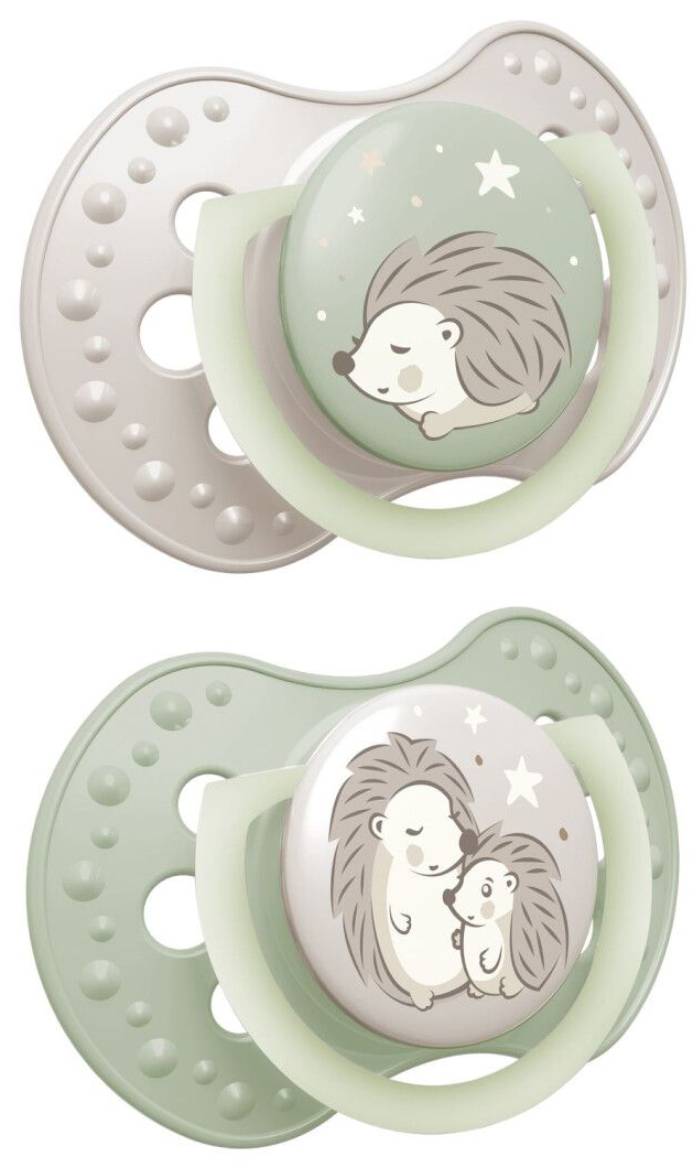 Симметричная пустышка Lovi Night&Day 6-18 мес 2 шт. Girl Hedgehog (22/930) - Фото 1