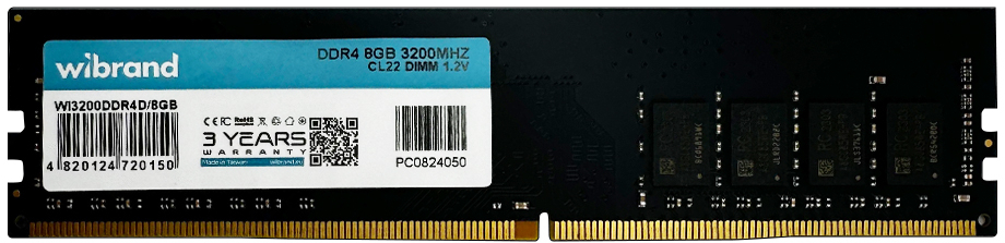 Память DDR Wibrand DDR4 8GB 3200MHz CL22 DIMM (WI3200DDR4D/8GB) - Фото 1