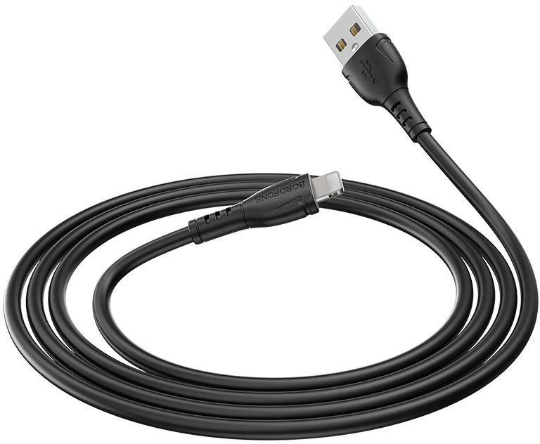 Кабель синхронизации данных BOROFONE BX51 USB to iP 2.4A,1m Black (6931474743893) - Фото 1