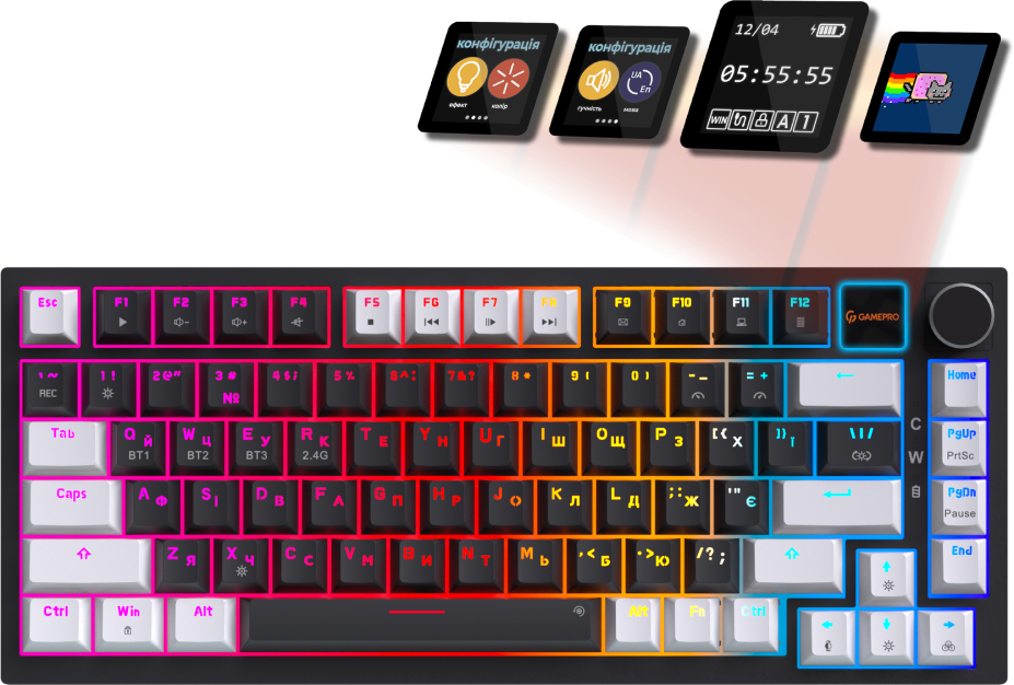 Клавиатура беспроводная игровая GamePro Asgard Valhalla Pro 75% Wireless/Bluetooth/USB Black (MK160B-D-Pro) - Фото 1