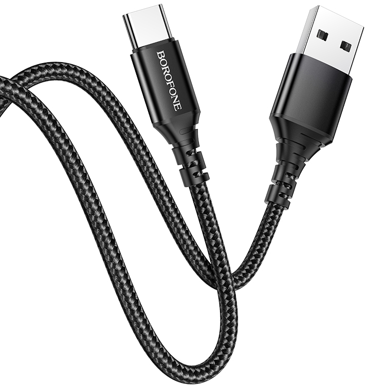 Кабель синхронизации данных BOROFONE BX54 Ultra bright Type-C 1m 2.4A Black (6931474745835) - Фото 1