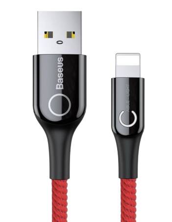 Кабель синхронизации данных Baseus Baseus C-shaped Light Intelligent Power-Off Cable Red (CALCD-09) - Фото 1