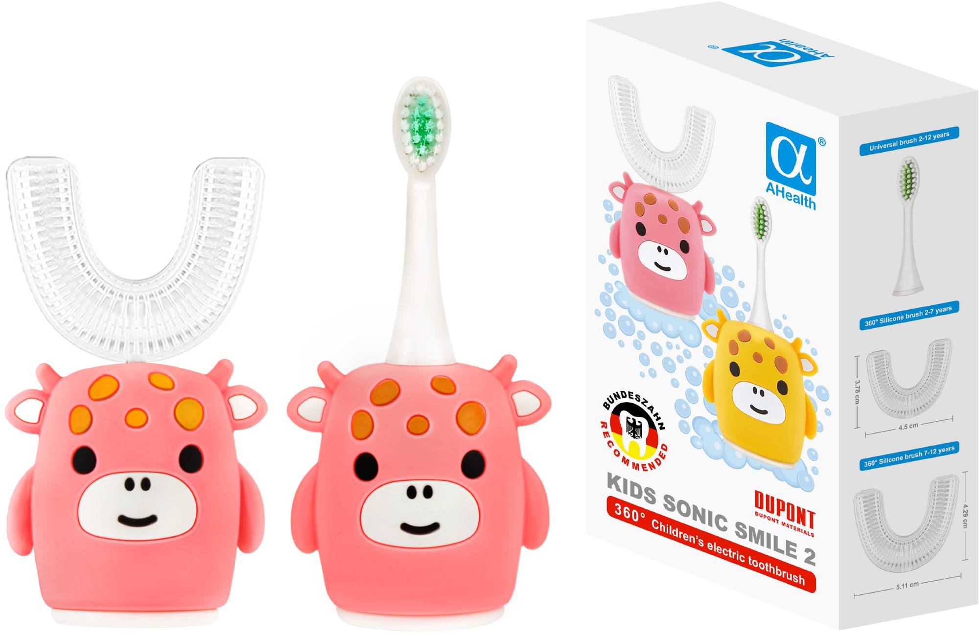 Зубна щітка електрична AHealth KIDS SONIC SMILE 2 Pink (AHkss2p) - Фото 1