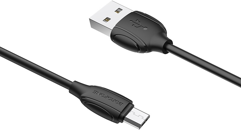 Кабель синхронізації даних BOROFONE BX19 USB to Micro 2.4A 1m Black (6931474701770) - Фото 1